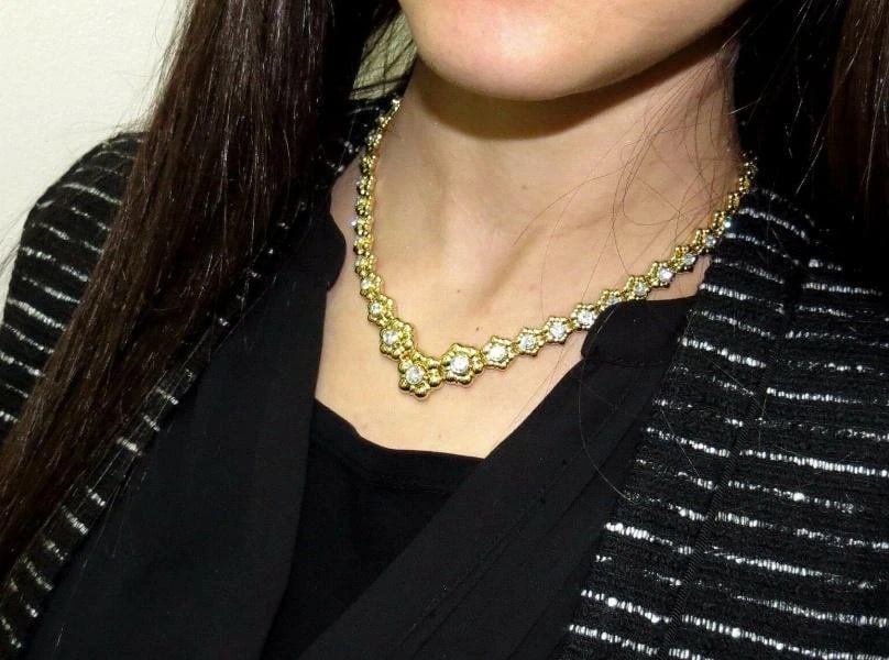 11.50ct Natural Diamonds Eternity Raised Dome Flush Mount Necklace 14kt 12352** - 5