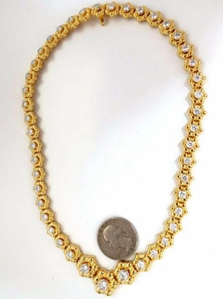 11.50ct Natural Diamonds Eternity Raised Dome Flush Mount Necklace 14kt 12352** - 6