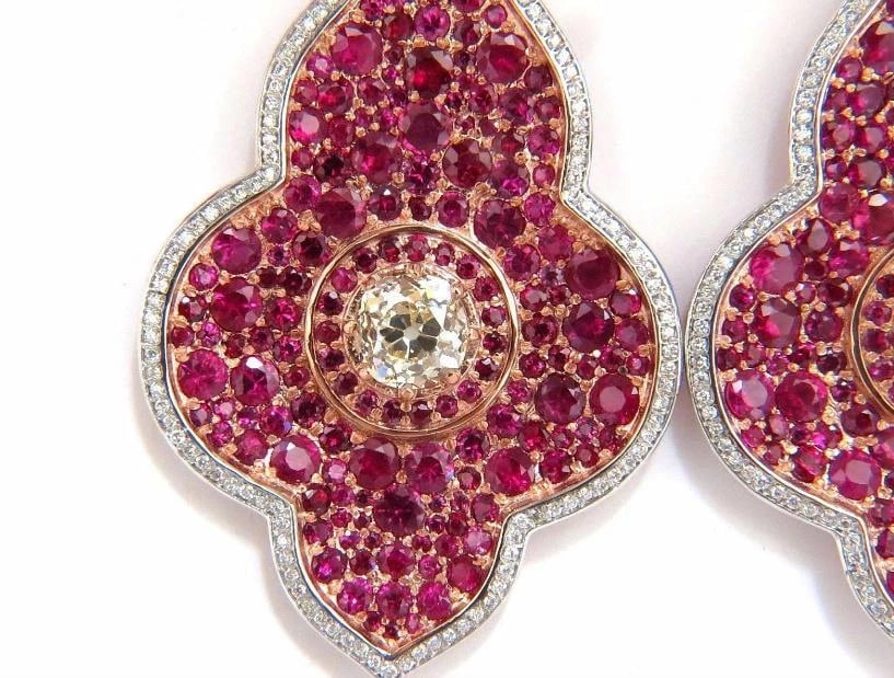 GIA Certified 35.27ct Natural Ruby Diamonds Dangle earrings 18kt Premier 12353** - 6