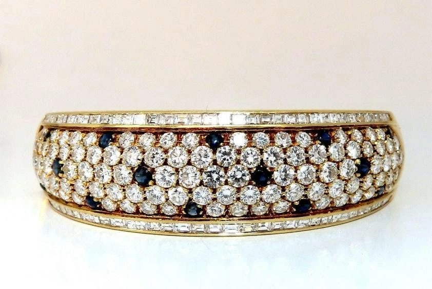 15.50ct. Natural Sapphire Diamonds Bangle Bracelet 18kt 12354** - 3
