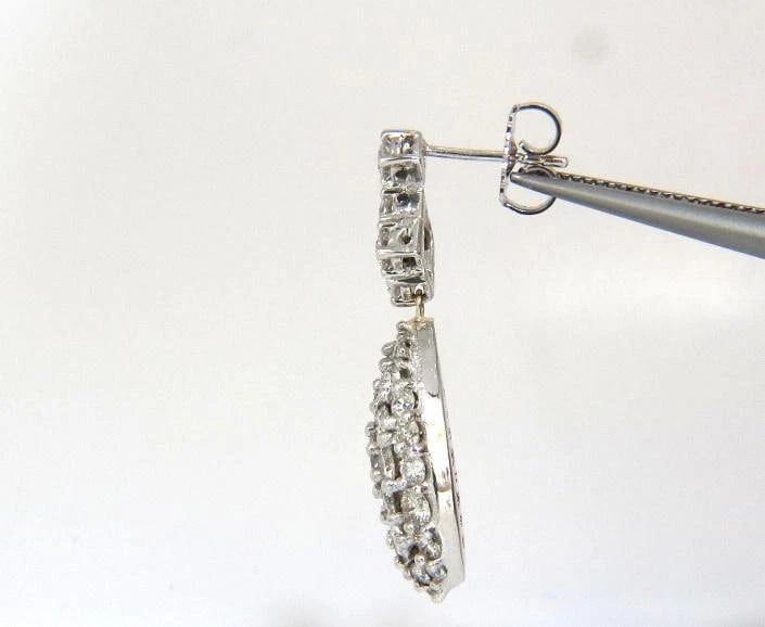 6.50ct. Natural Round Diamonds Dangle Pear Cocktail Earrings 14kt 12357** - 6