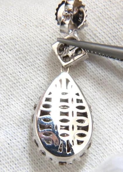 6.50ct. Natural Round Diamonds Dangle Pear Cocktail Earrings 14kt 12357** - 7