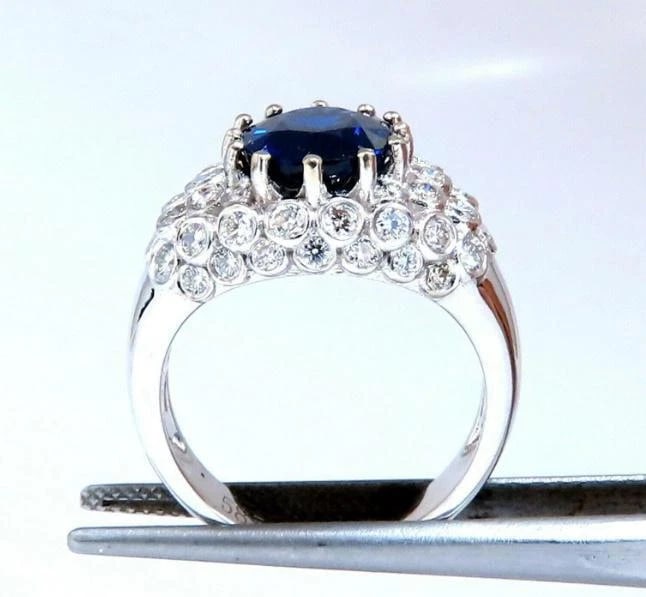 GRS Certified 4.05ct Natural No Heat Blue Sapphire Diamonds Ring 14kt #12341** - 3
