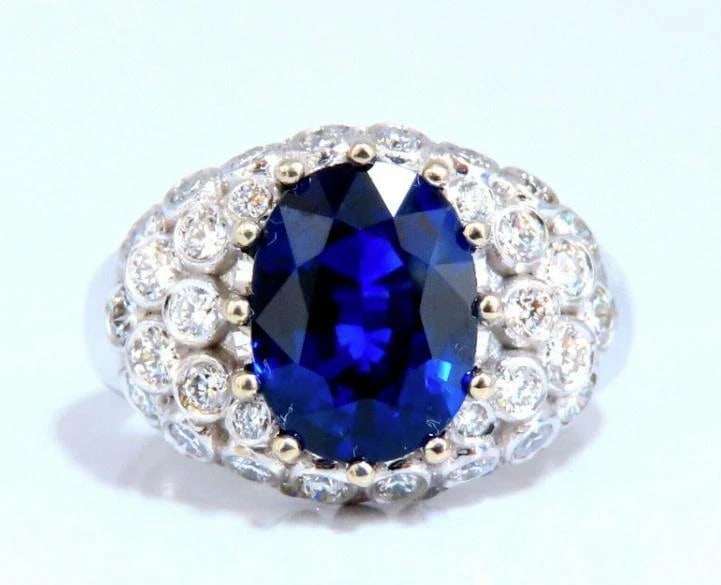 GRS Certified 4.05ct Natural No Heat Blue Sapphire Diamonds Ring 14kt #12341** - 5
