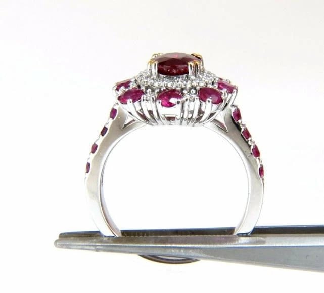 GIA Certified 2.92 Carat Natural Ruby Diamond Ring 14kt Cluster 12346** - 4