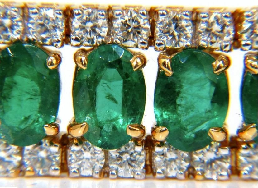 27.65 Carat Natural Vivid Green Emerald Diamond Bracelet F/VS 14kt Ref 12324** - 11