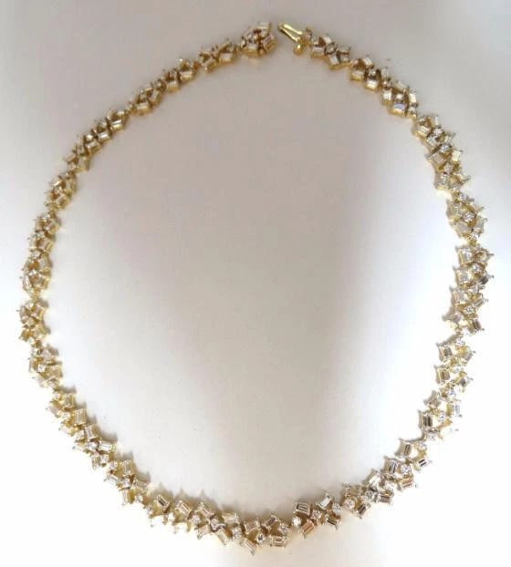 15.00 Carat Diamonds Baguette & Rounds Eternity Riviera Necklace 18kt Ref 12328* - 6