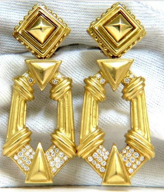 Esti Frederica Designer 18Kt Byzantine Diamonds Door Knocker Earrings 12330** - 2