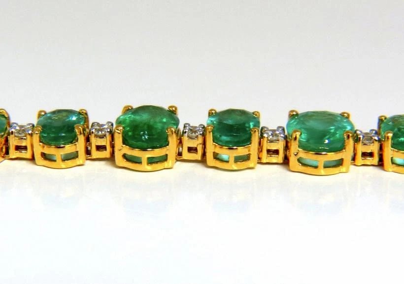 20.86ct Bright Green Natural Emerald Diamonds Tennis Bracelet 14Kt Ref 12331** - 3