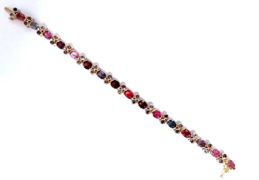 14.38ct Multicolored Spinel Diamonds Bracelet Gemline 14kt Gold Ref 12308** - 3