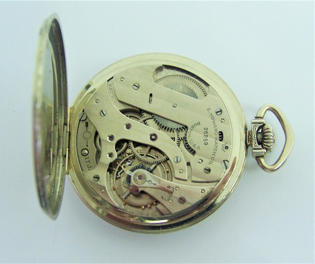 Vintage White Goldfilled HOWARD 17 Jewels Mens Pocket watch c.1920s* 44 mm EXLNT - 7