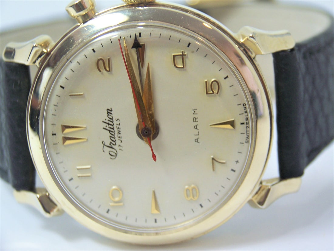 Vintage 10k GF TRADITION CRICKET ALARM Watch 1950s SERVICED ORIGINAL DIAL* EXLNT - 3