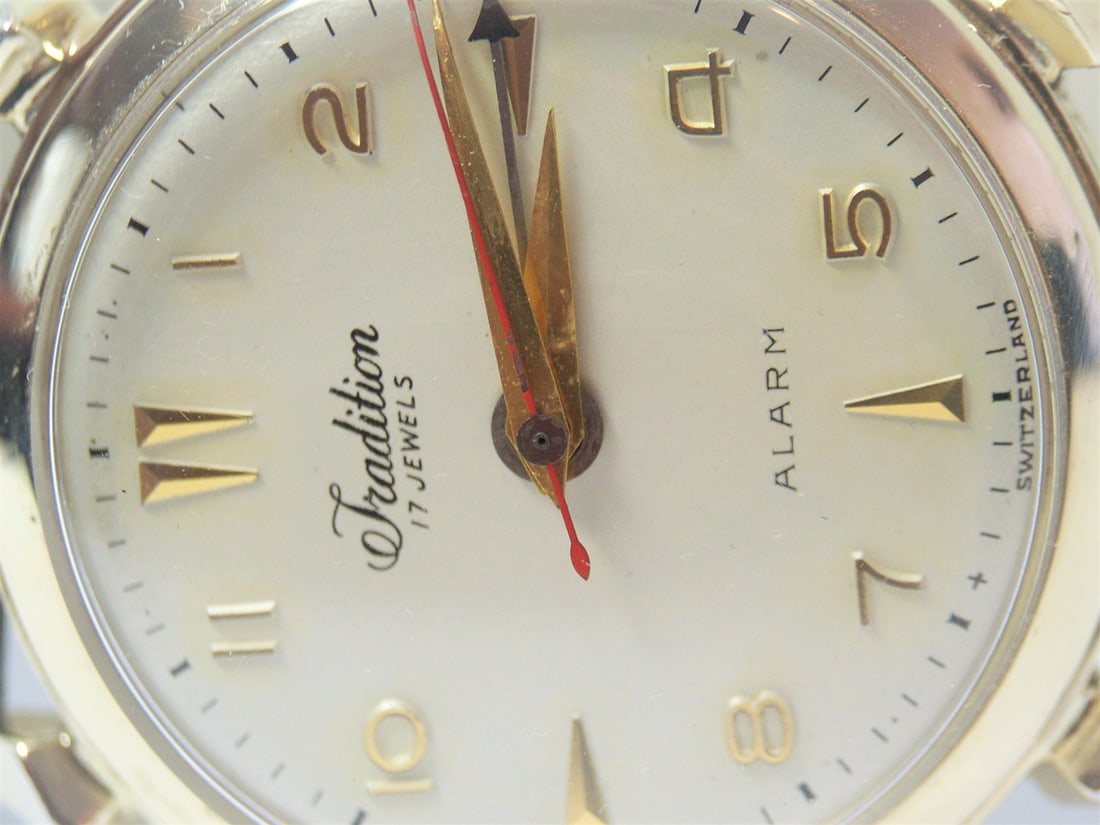 Vintage 10k GF TRADITION CRICKET ALARM Watch 1950s SERVICED ORIGINAL DIAL* EXLNT - 4