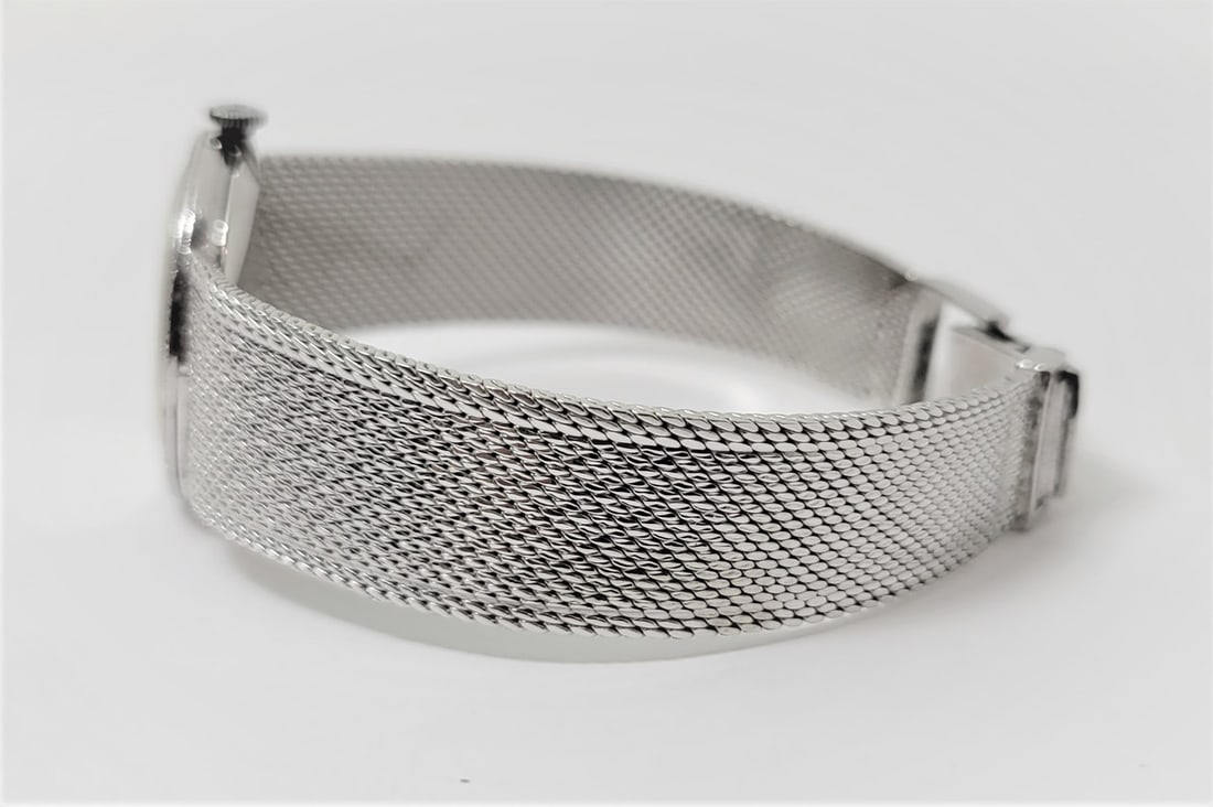 Vintage 14k White Gold BAUME & MERCIER Ladies Winding Watch with Diamond Bezel - 4