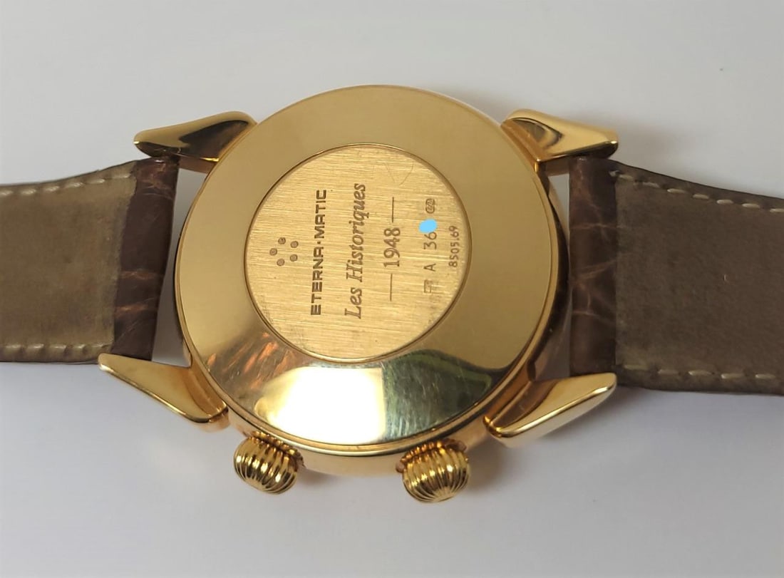 Mens Solid 18k Gold ETERNA-MATIC REVEIL Automatic Alarm Watch 8505.69 Limited! - 11