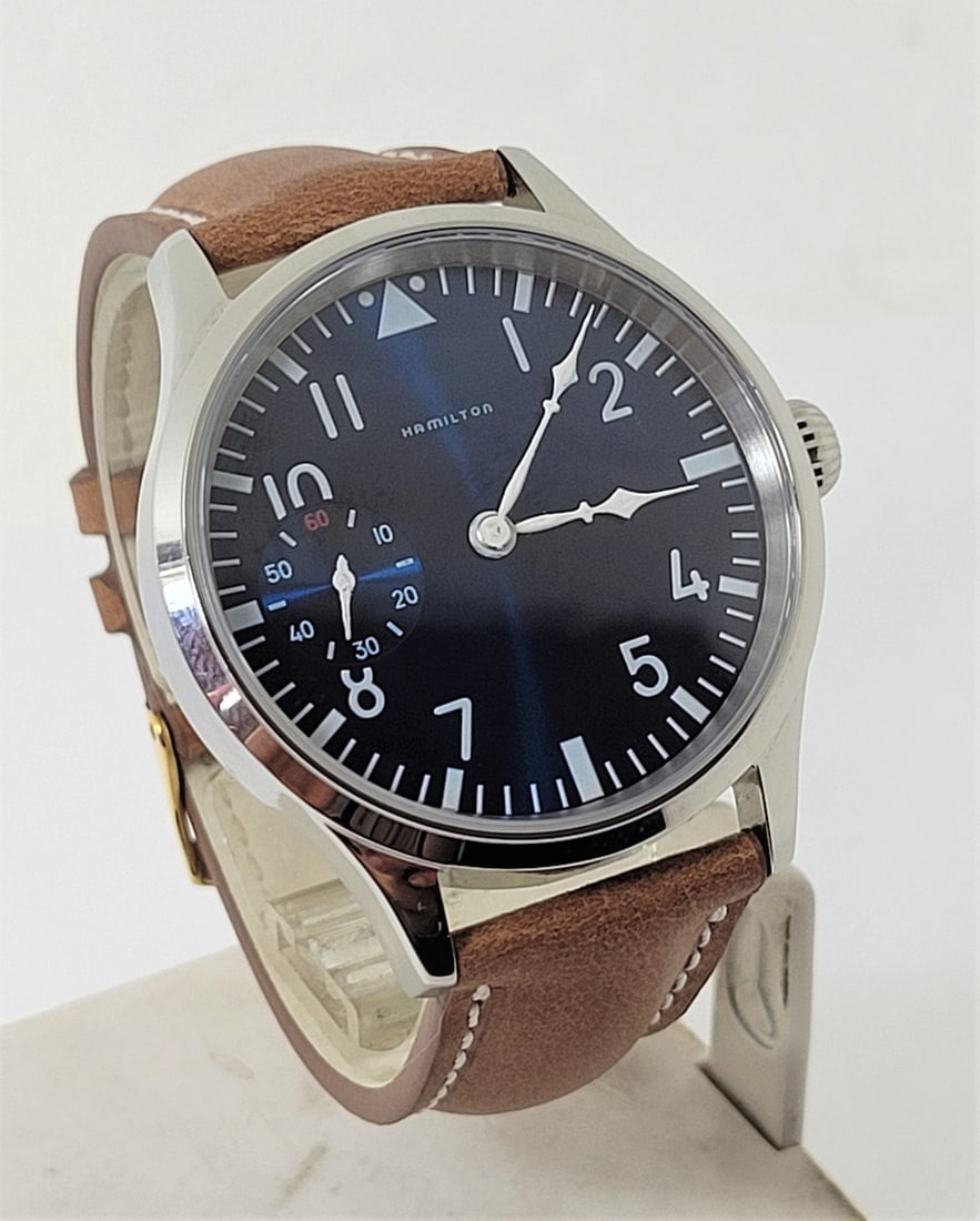 Mens S/Steel High Grade HAMILTON Winding Watch Cal 917 Re-Cased* Navy Dial - 2