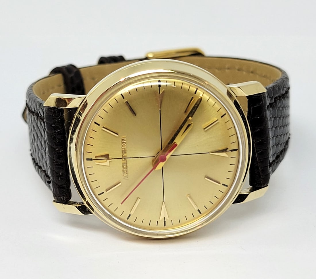 Vintage Mens Solid 14k BULOVA ACCUTRON Date Watch c.1964* EXLNT* Great Runner - 3