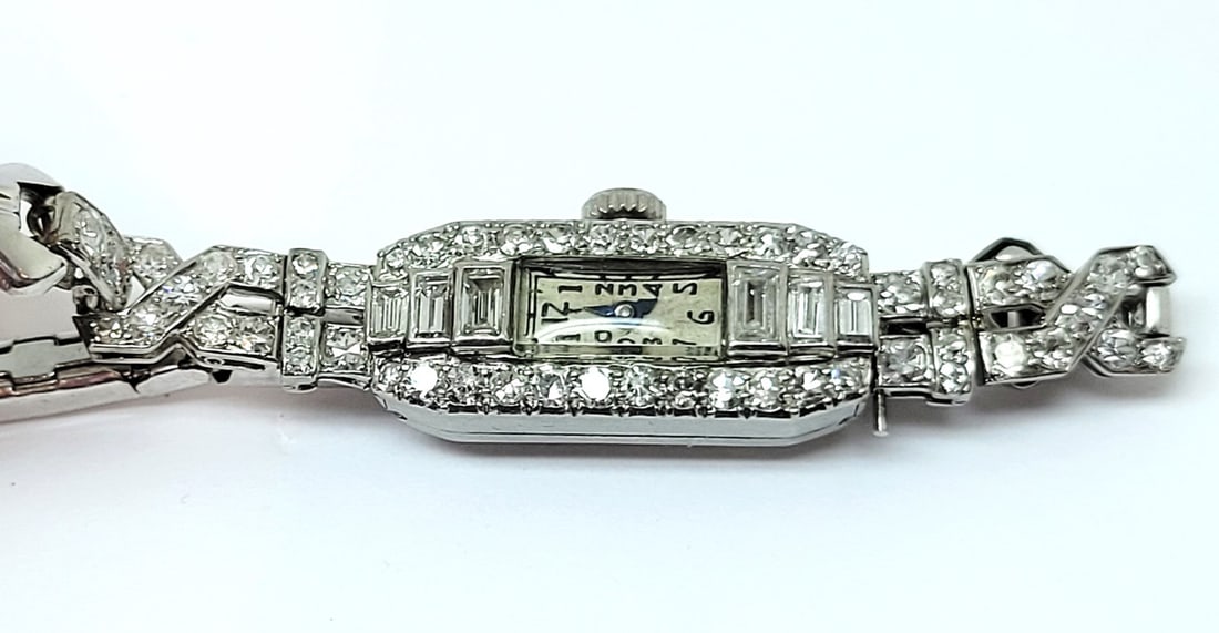Vintage 1920's Platinum GERVAUX Ladies Watch with 1.70 ct Diamonds* SERVICED - 10