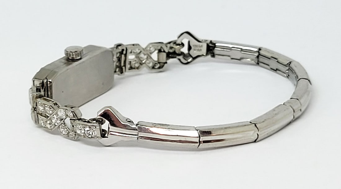 Vintage 1920's Platinum GERVAUX Ladies Watch with 1.70 ct Diamonds* SERVICED - 5