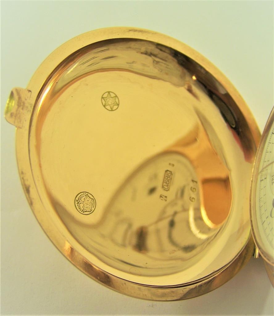 Antique 14K Minute Repeater MOON PHASE Chronograph Triple Calendar Pocket Watch - 2