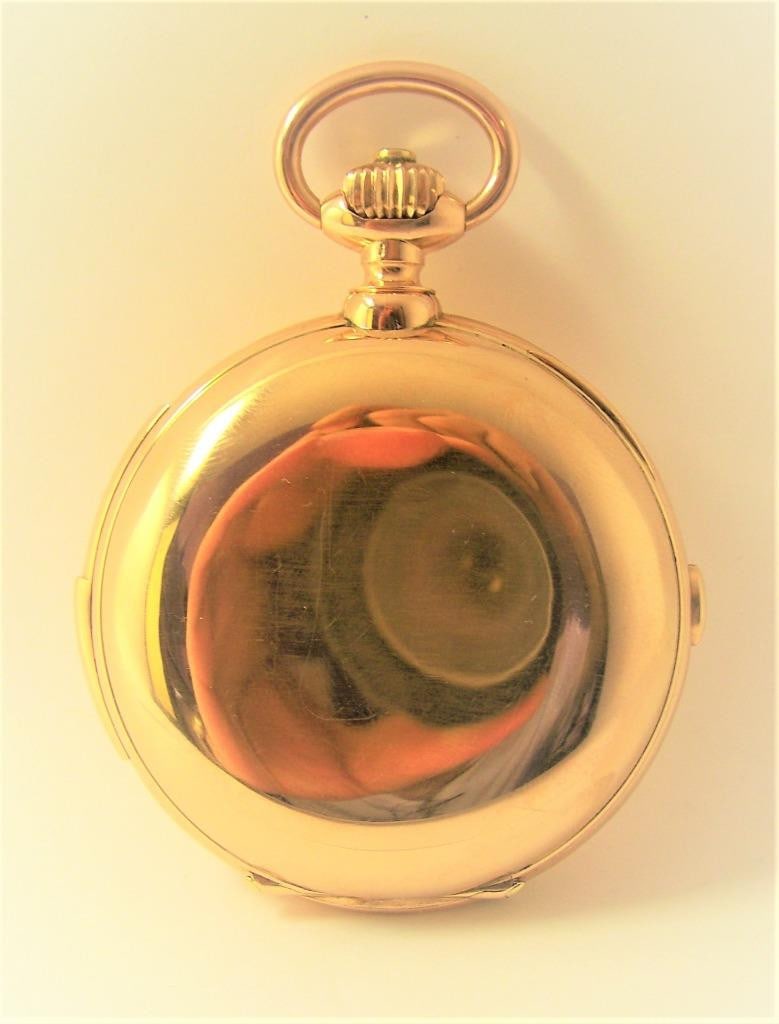 Antique 14K Minute Repeater MOON PHASE Chronograph Triple Calendar Pocket Watch - 8