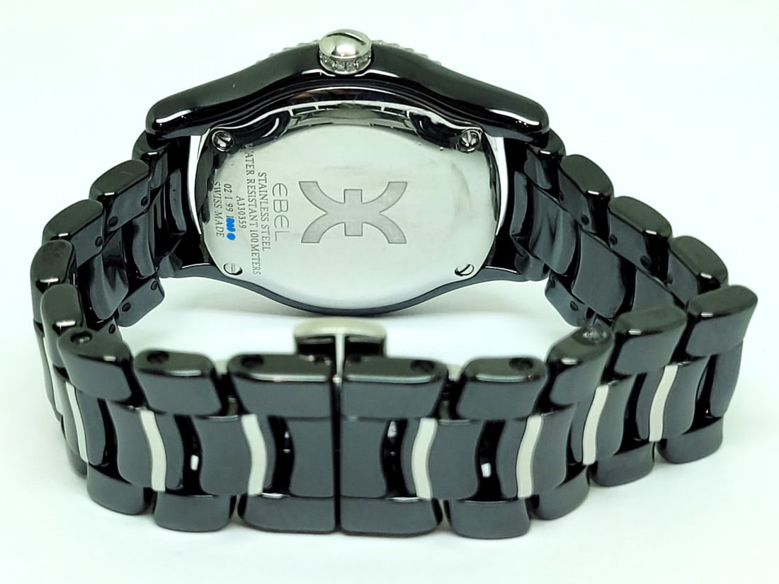 Ebel Onde Ladies Watch Black Ceramic with Diamonds A330359* EXLNT - 4