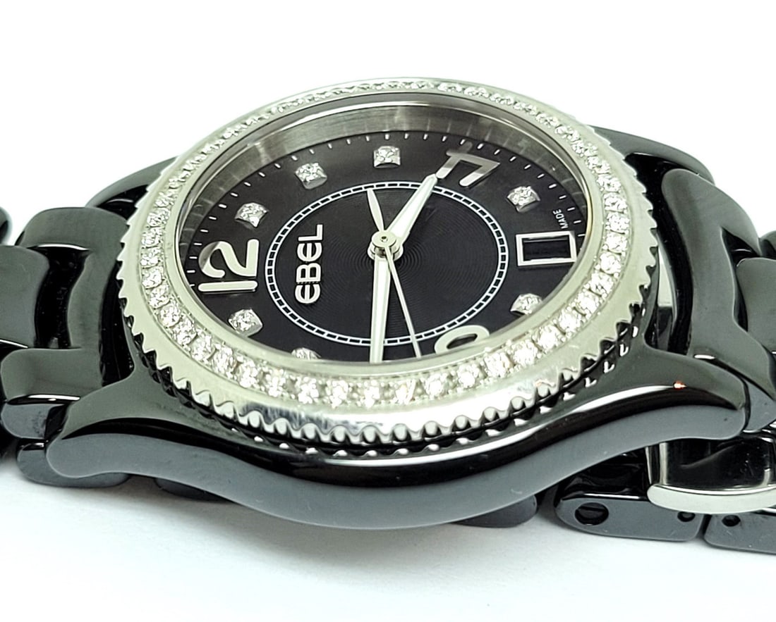Ebel Onde Ladies Watch Black Ceramic with Diamonds A330359* EXLNT - 7