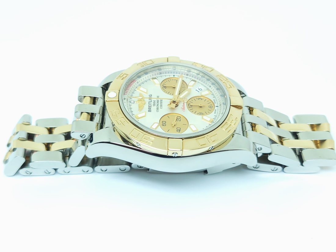 S/Steel & 18k BREITLING CHRONOMAT Chronograph Automatic 41 mm Watch CB0140 EXLNT - 10