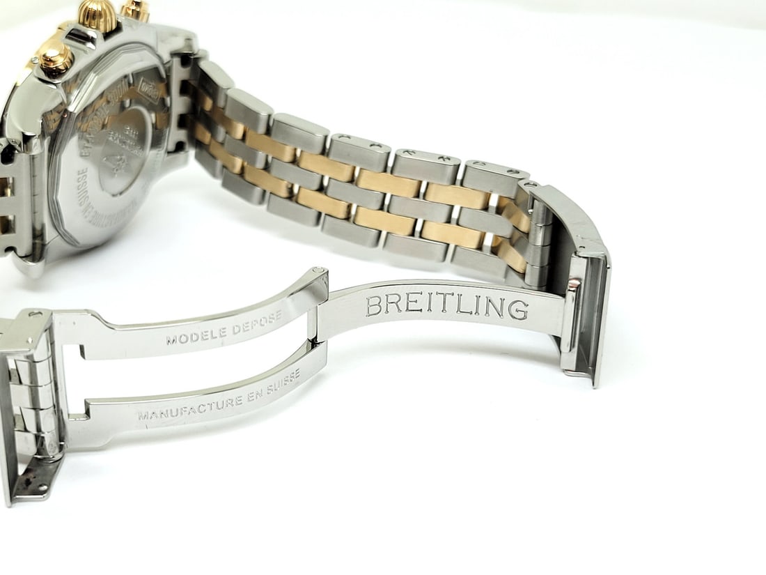 S/Steel & 18k BREITLING CHRONOMAT Chronograph Automatic 41 mm Watch CB0140 EXLNT - 11