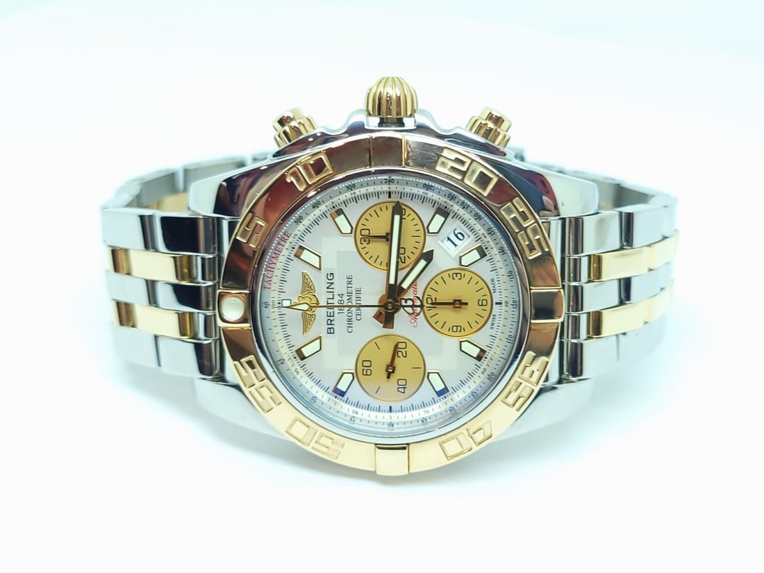 S/Steel & 18k BREITLING CHRONOMAT Chronograph Automatic 41 mm Watch CB0140 EXLNT - 3
