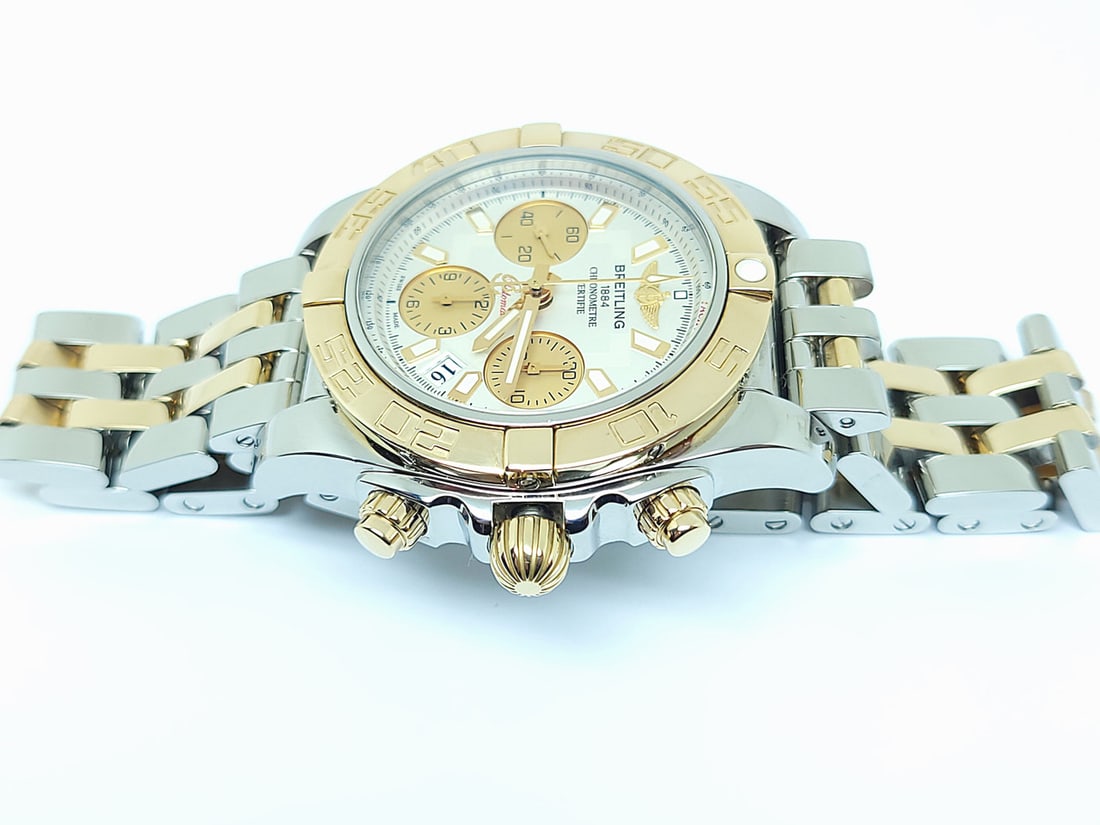 S/Steel & 18k BREITLING CHRONOMAT Chronograph Automatic 41 mm Watch CB0140 EXLNT - 9