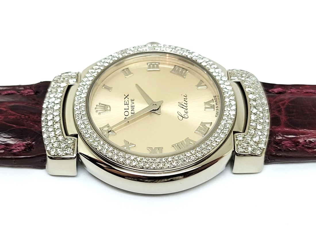 Ladies Solid 18k White ROLEX CELLINI Watch with Factory Diamonds Ref. 6673 EXLNT - 8