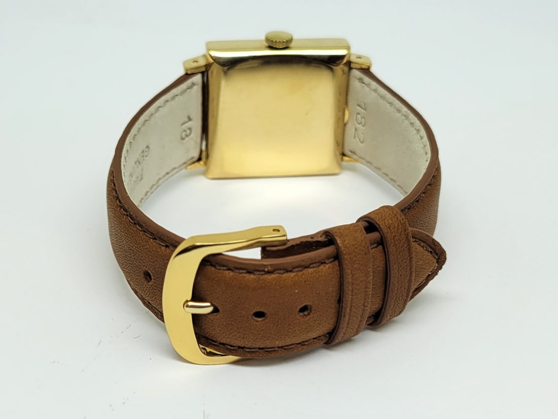 Vintage 18k Gold ROLEX Men's Square Winding Watch c.1954 SERVICED VERY RARE - 4