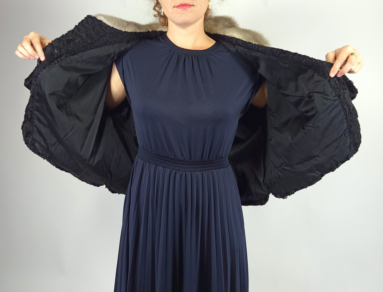 PLANTINUM MINK & BLACK KARABUL FUR JACKET EU: XL; US: 20 - 11