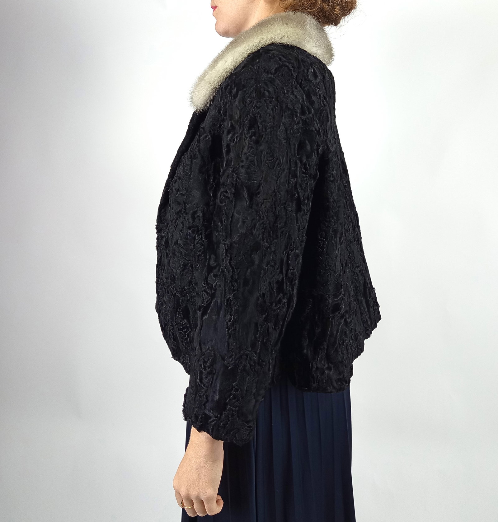 PLANTINUM MINK & BLACK KARABUL FUR JACKET EU: XL; US: 20 - 6