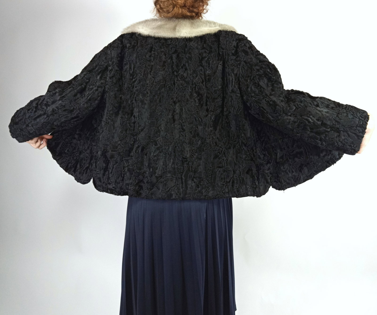 PLANTINUM MINK & BLACK KARABUL FUR JACKET EU: XL; US: 20 - 8