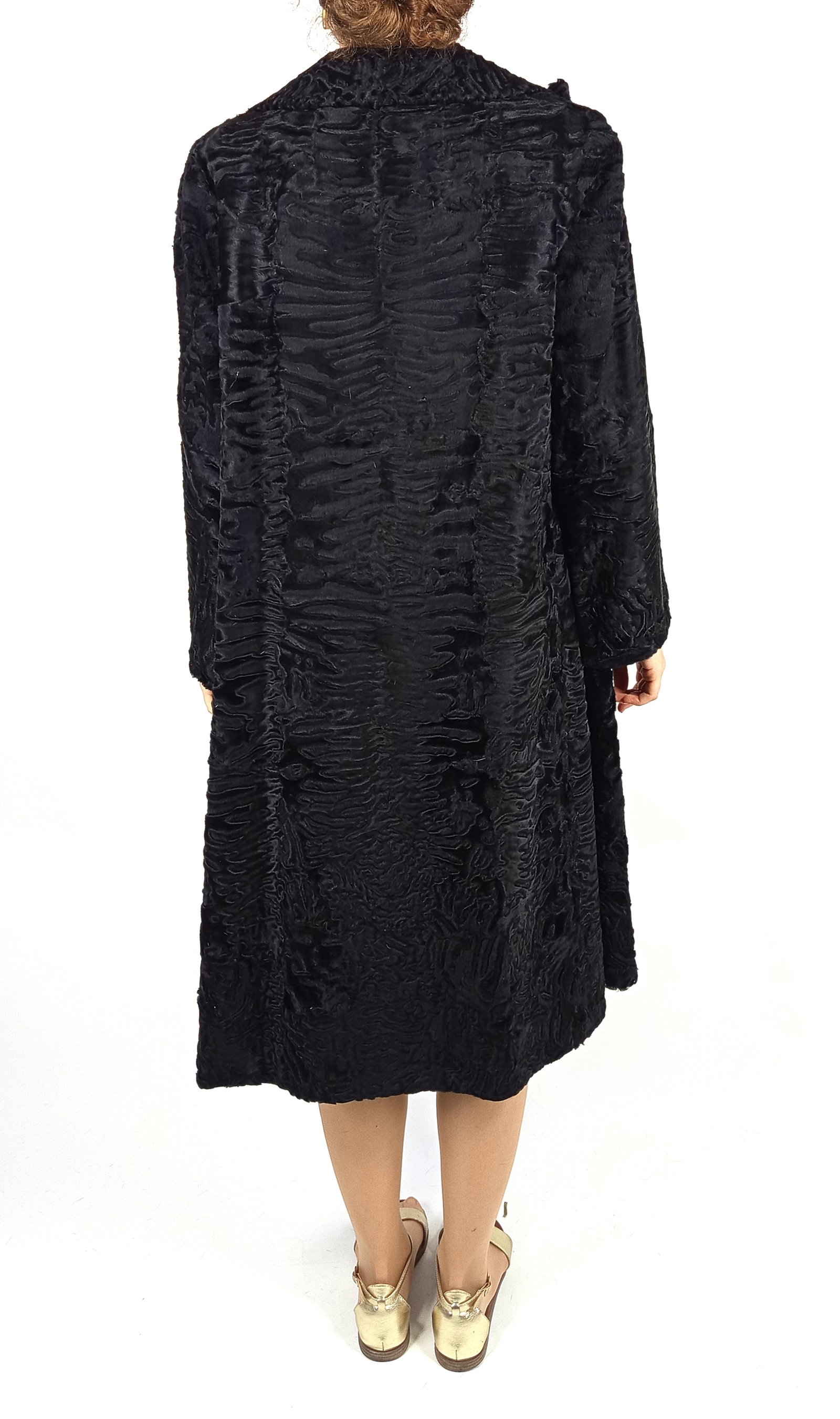 BLACK PERSIAN LAMB FUR COAT EU: XL ; US: 18 - 3