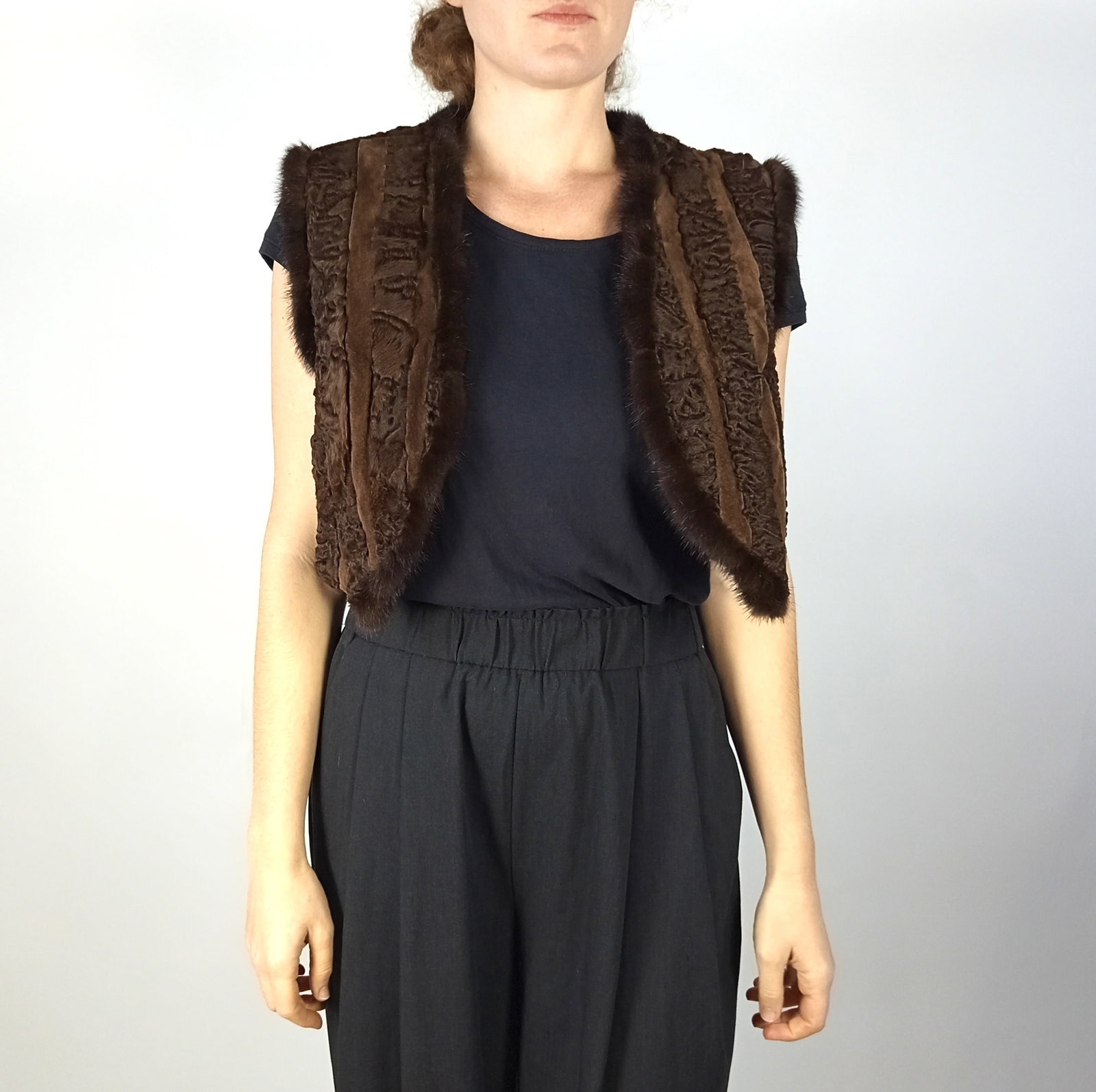 BROWN KARABUL FUR VEST EU: L - US:16 - 3