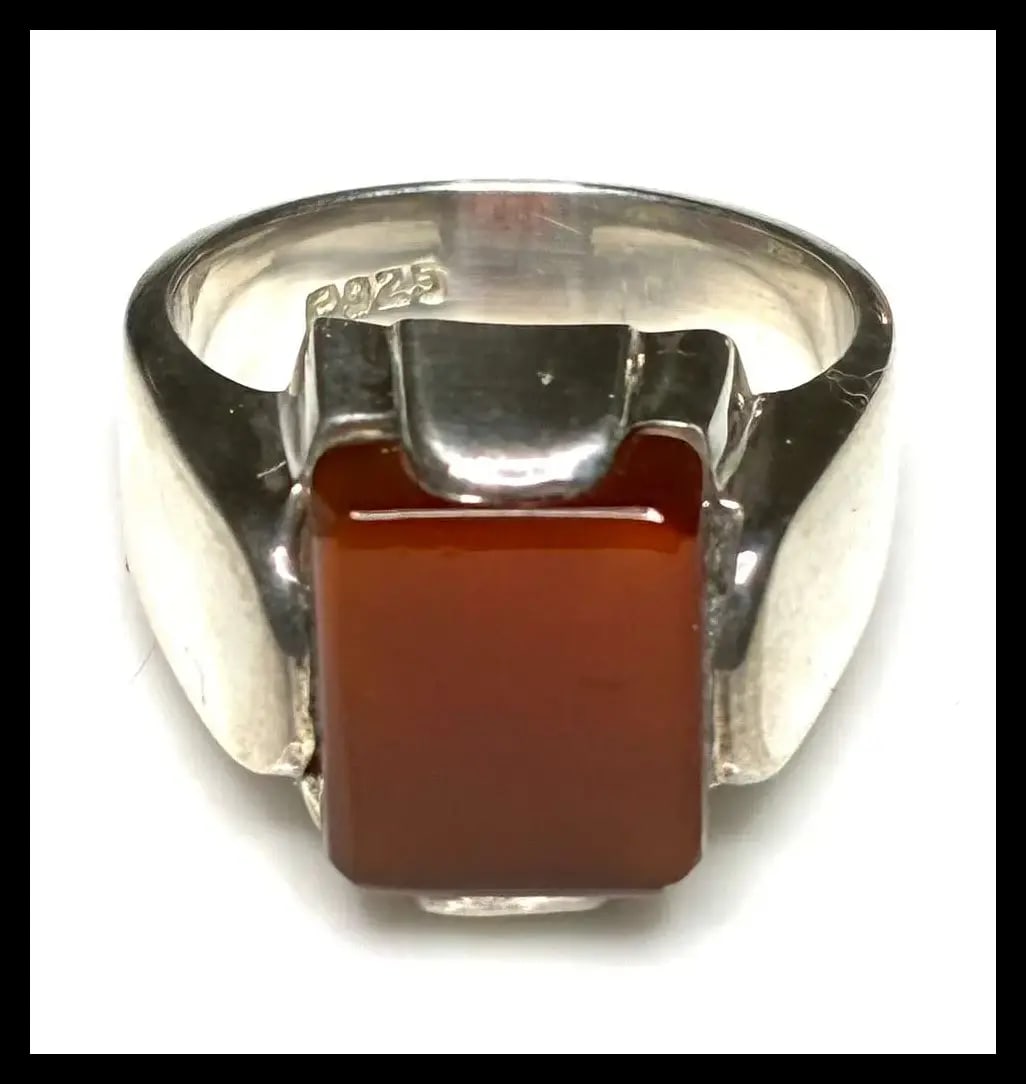Vintage Sterling SIlver Camelian Statement Ring - 2