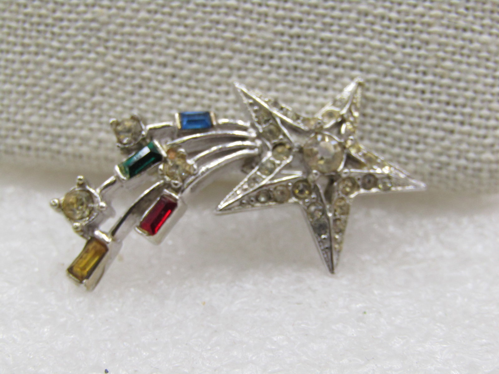 Vintage Shooting Star Rhinestone Brooch, 1940's-1950's, 1.5" - 5