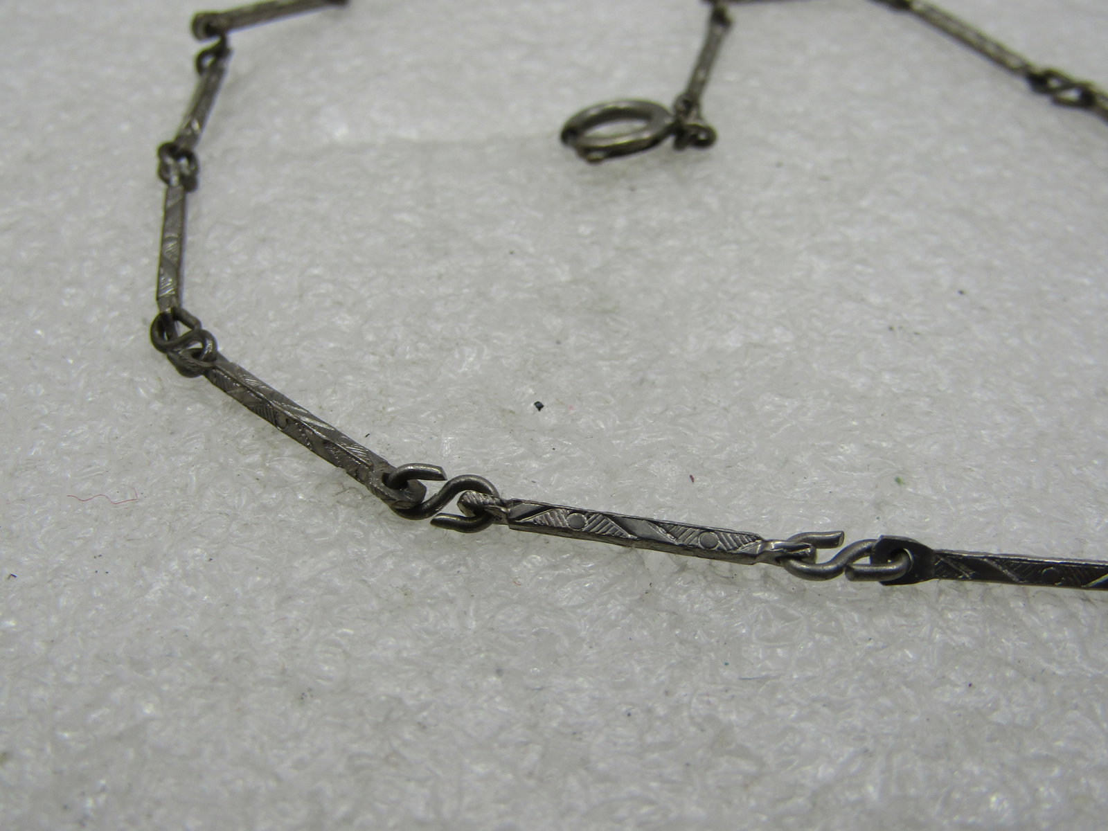 Vintage 13" Watch Chain, Silvertone Bar Link, 1930's-1940's - 4