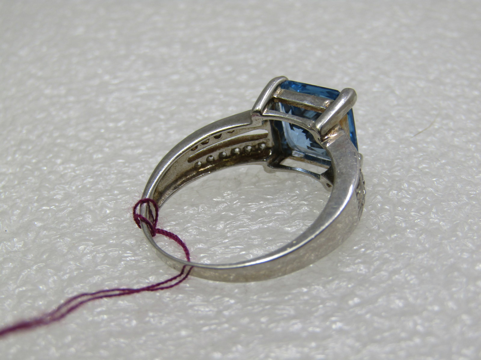 Sterling Created Blue Topaz CZ Ring, Sz. 10.5. - 2