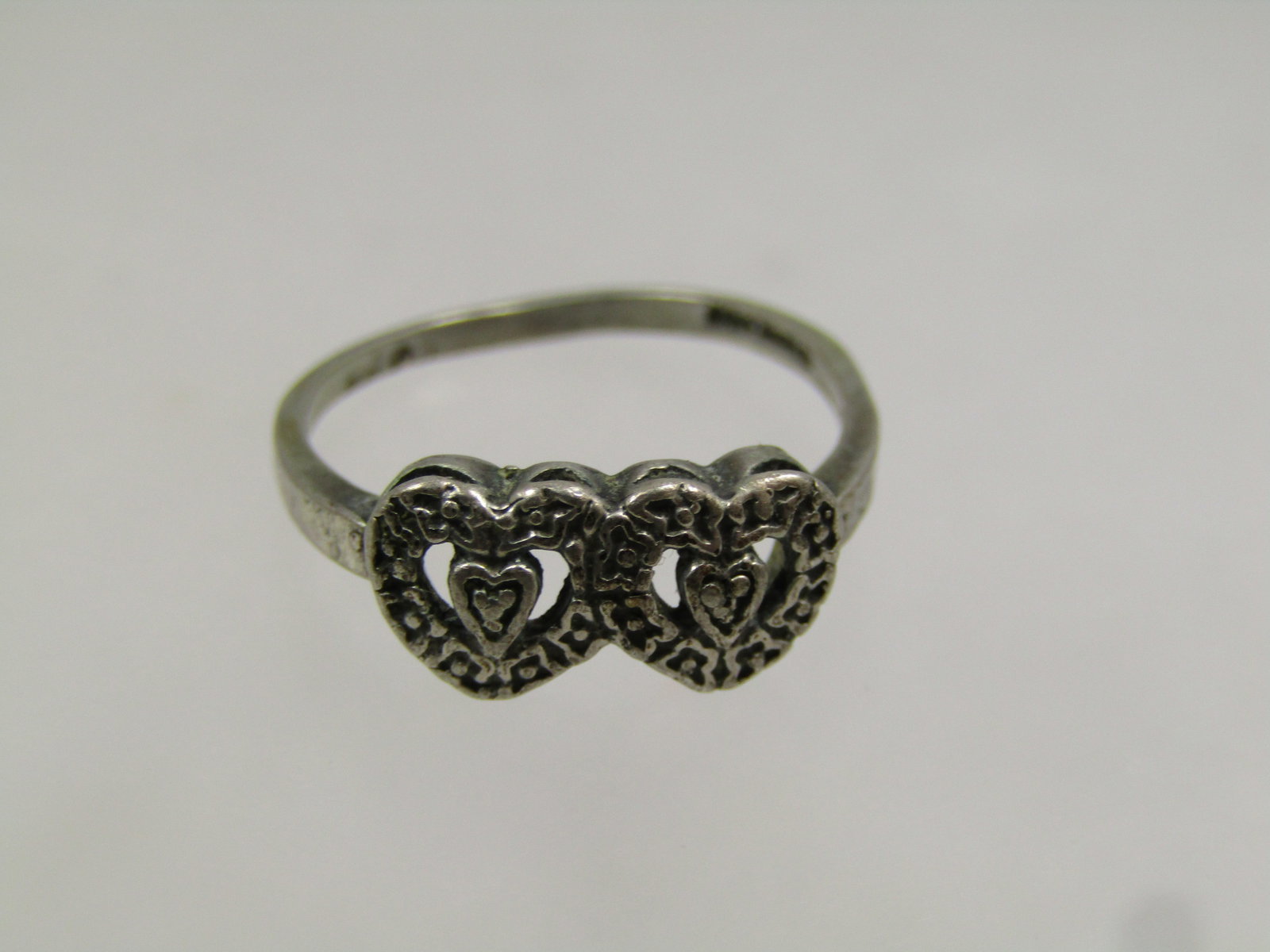 Vintage Sterling Double Heart Ring, Sz. 5.5, 1960's-1970's - 5