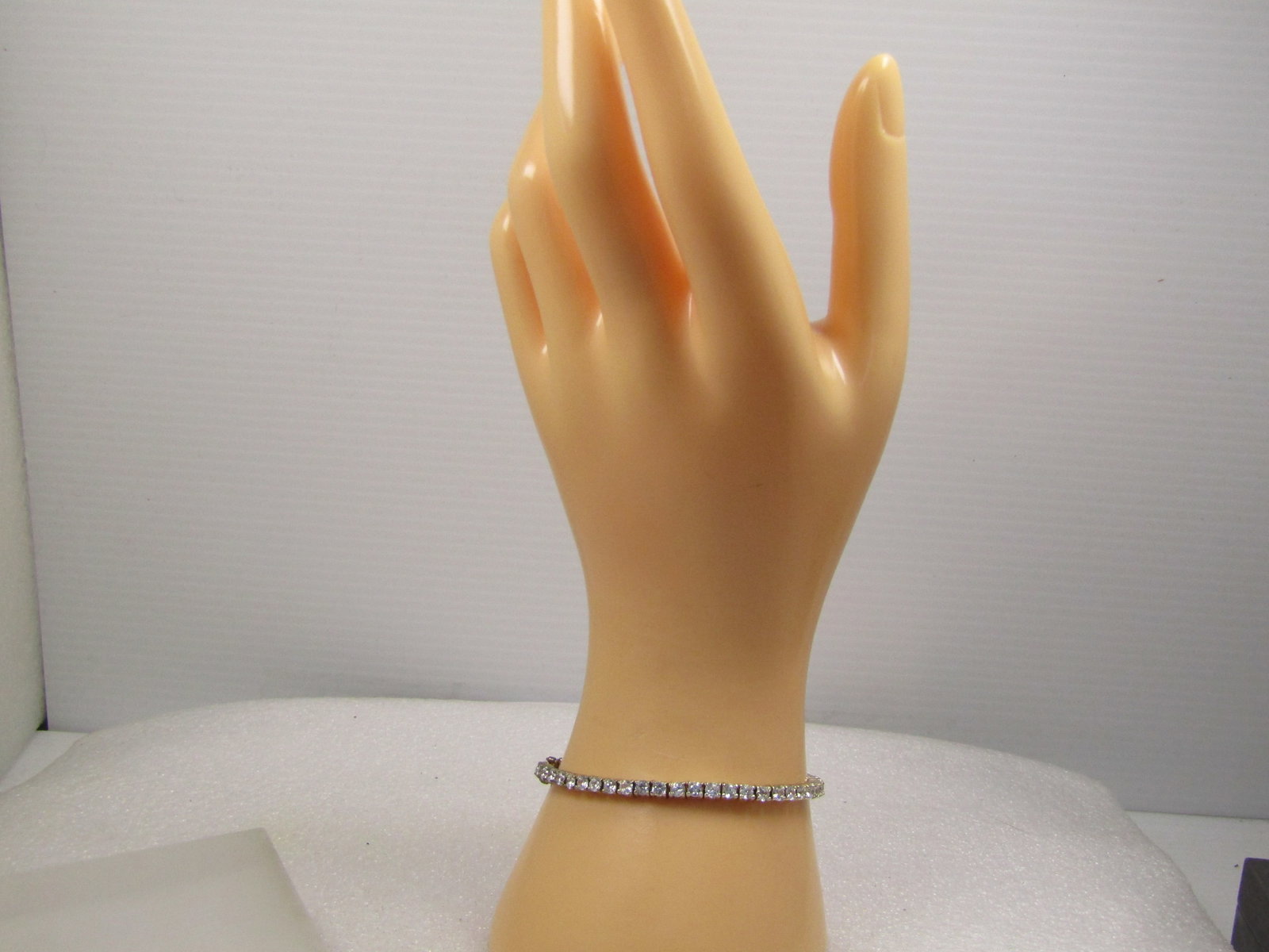 Clear CZ 3mm Wide Tennis Bracelet, Box Clasp with Safety Clips, 7", 1980's-1990's - 5