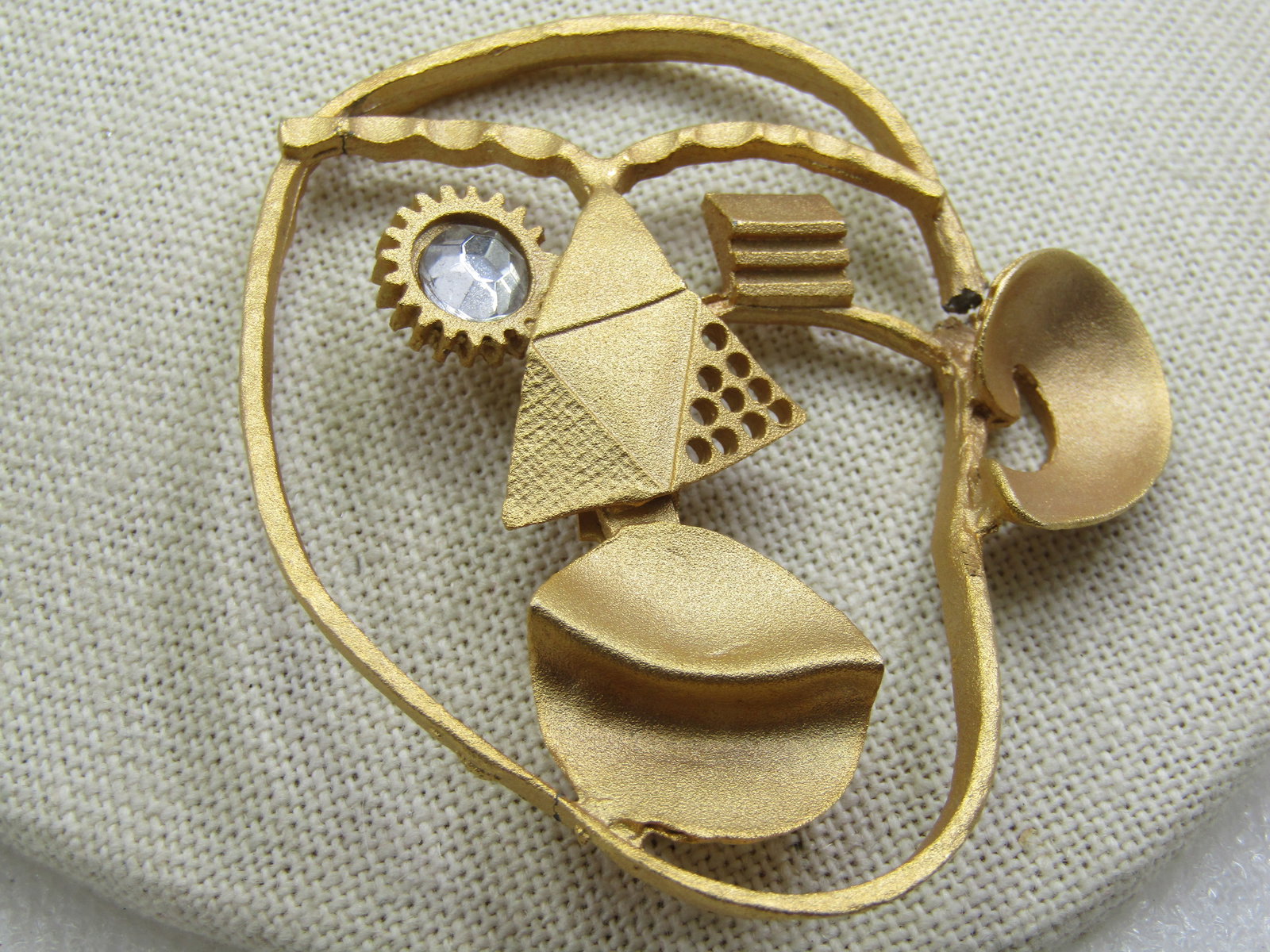 Vintage Modern Steam Punk Face Brooch, 2.75" by 2.5" - 2