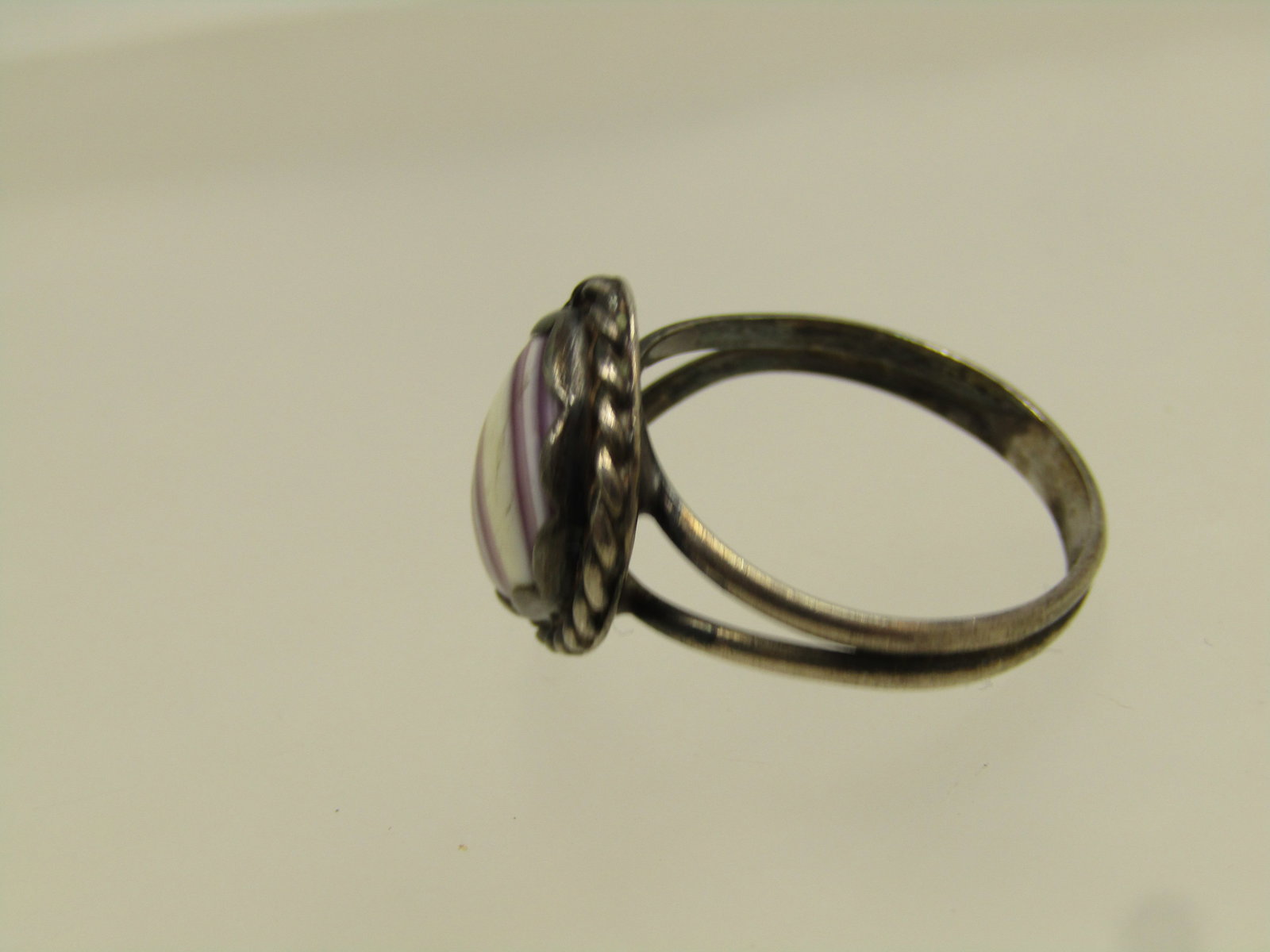Vintage Sterling Southwestern Wampum Shell Ring, Sz. 7. 1960's-1970's - 4