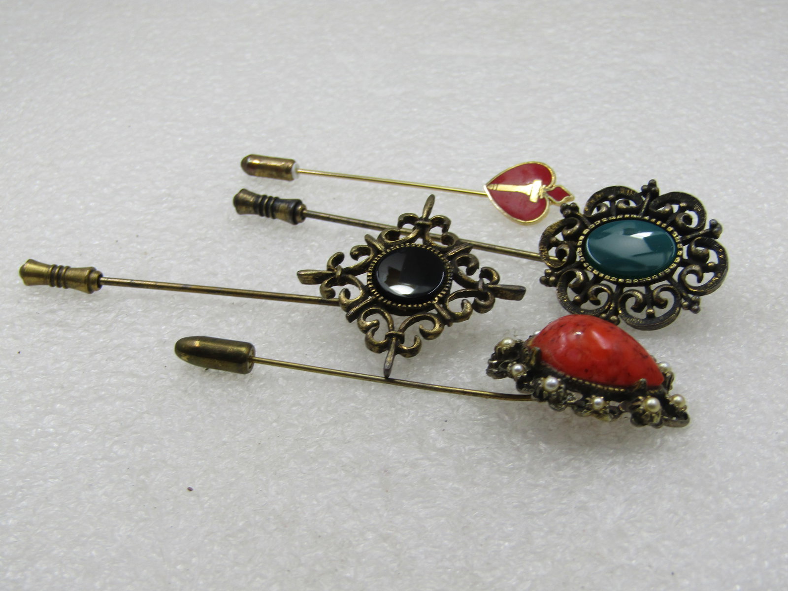 Vintage Four Stick Pink Lot, 1960's-1970'sm Faux Agate & Enameled - 3