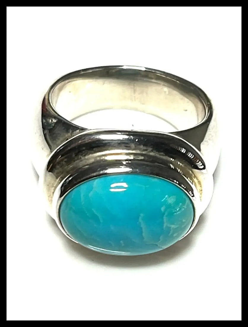 Estate ESPO Sterling Silver & Turquoise Statement Ring - 2