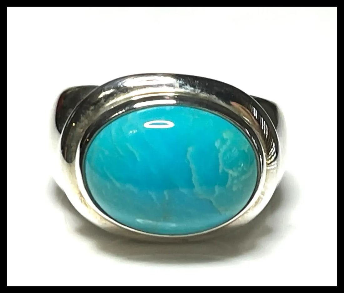 Estate ESPO Sterling Silver & Turquoise Statement Ring - 3