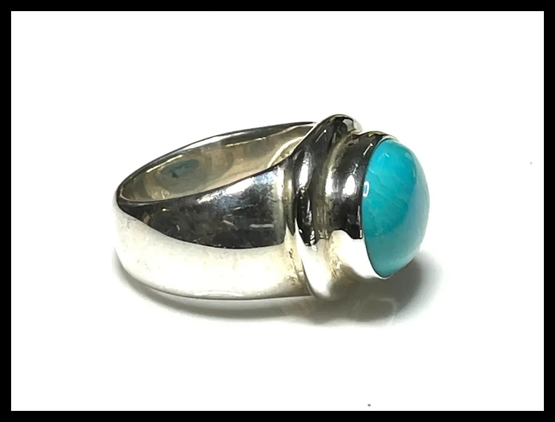 Estate ESPO Sterling Silver & Turquoise Statement Ring - 4